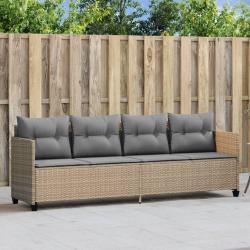 Chaise longue avec coussins beige r&eacute;sine tress&eacute;e