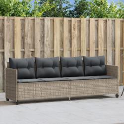 Chaise longue avec coussins gris clair r&eacute;sine tress&eacute;e