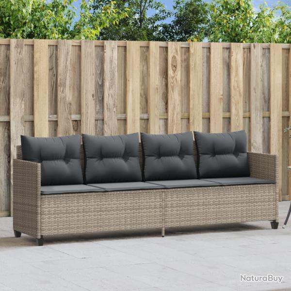 Chaise longue avec coussins gris clair r�sine tress�e