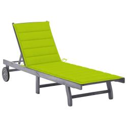 Chaise longue de jardin avec coussin Gris Bois d'acacia solide