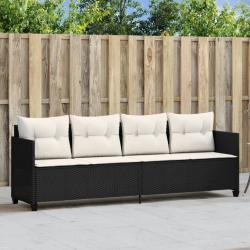 Chaise longue avec coussins noir r&eacute;sine tress&eacute;e