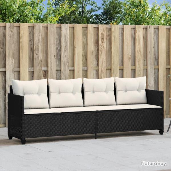 Chaise longue avec coussins noir r�sine tress�e