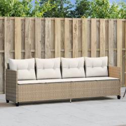 Chaise longue avec coussins beige r&eacute;sine tress&eacute;e