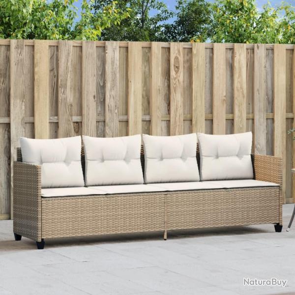 Chaise longue avec coussins beige r�sine tress�e