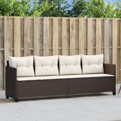 Chaise longue avec coussins marron r&eacute;sine tress&eacute;e