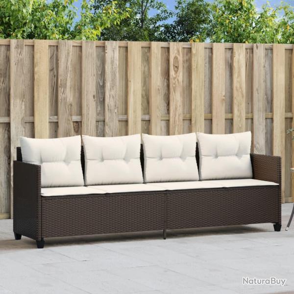 Chaise longue avec coussins marron r�sine tress�e