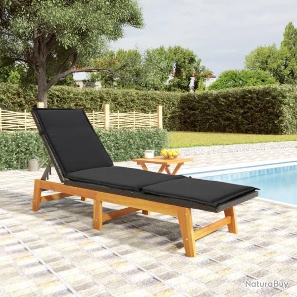 Chaise longue avec table R�sine tress�e et bois massif d'acacia
