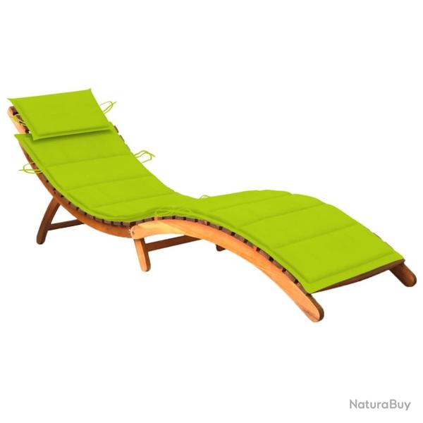 Chaise longue de jardin avec coussin Bois d'acacia solide