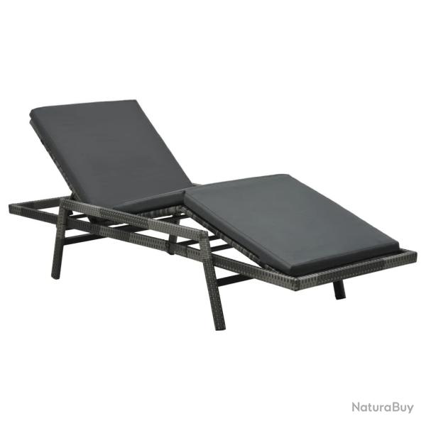 Chaise longue avec coussin R�sine tress�e Gris