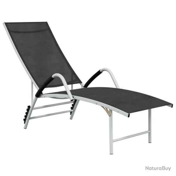 Chaise longue Textil�ne et aluminium Noir