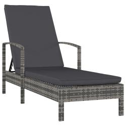 Chaise longue avec accoudoirs R&eacute;sine tress&eacute;e Gris