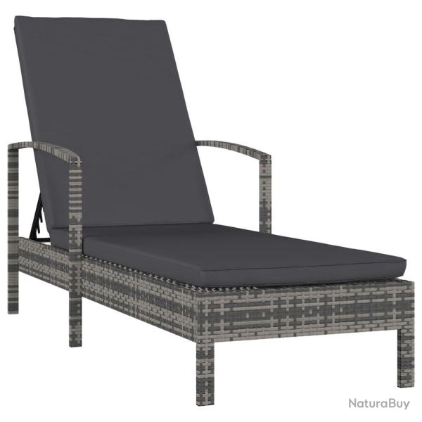 Chaise longue avec accoudoirs R�sine tress�e Gris