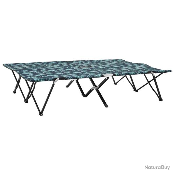 Chaise longue pliable 2 places Motif de feuilles Acier