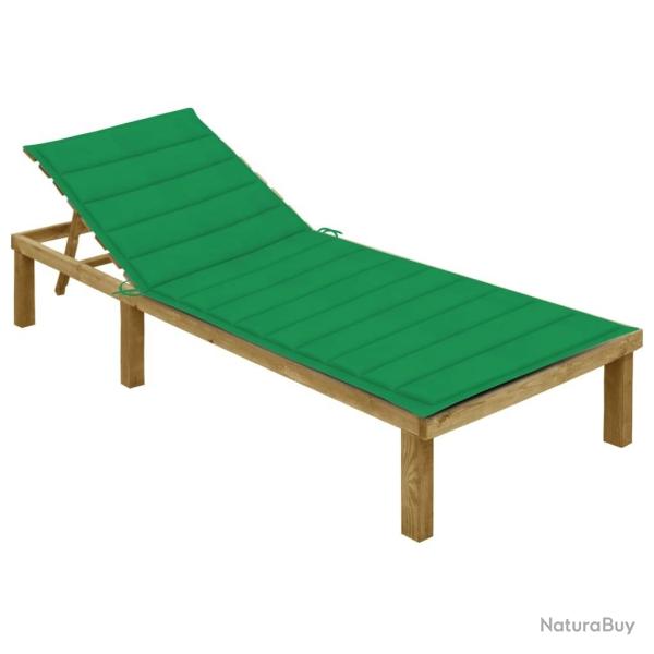Chaise longue avec coussin vert Bois de pin impr�gn�