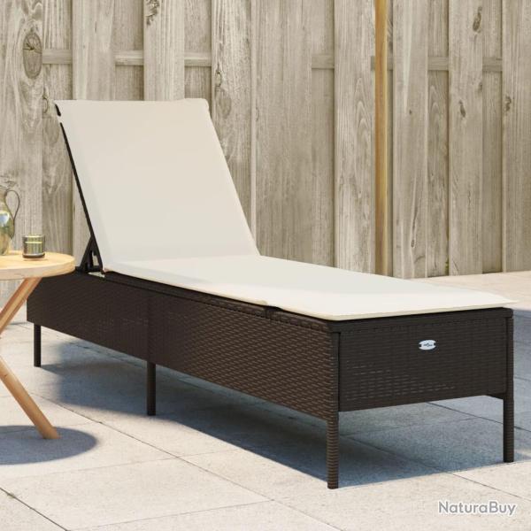 Chaise longue avec coussin marron r�sine tress�e