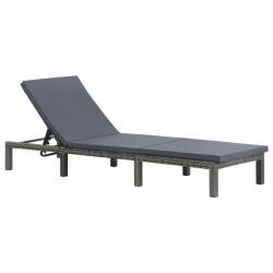 Chaise longue avec coussin R&eacute;sine tress&eacute;e Anthracite