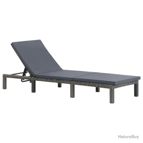 Chaise longue avec coussin R�sine tress�e Anthracite