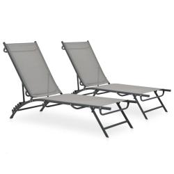 Chaises longues lot de 2 Textil&egrave;ne et acier
