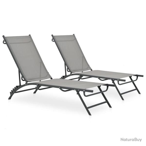 Chaises longues lot de 2 Textil�ne et acier