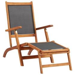 Chaise longue d'ext&eacute;rieur Bois d'acacia massif et textilene
