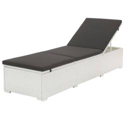 Chaise longue avec coussin R&eacute;sine tress&eacute;e Blanc