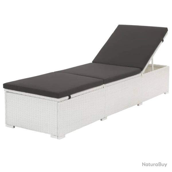 Chaise longue avec coussin R�sine tress�e Blanc