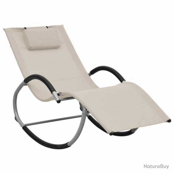 Chaise longue avec oreiller Cr�me Textil�ne