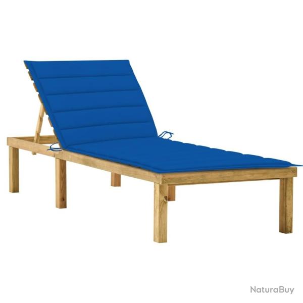 Chaise longue avec coussin bleu royal Bois de pin impr�gn�