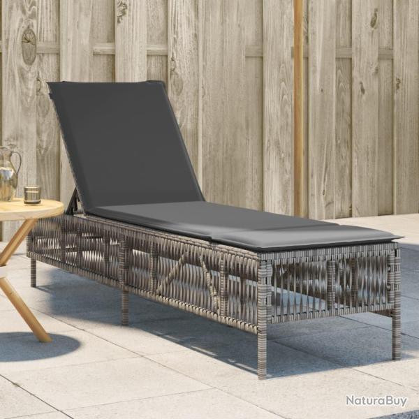 Chaise longue avec coussin gris r�sine tress�e
