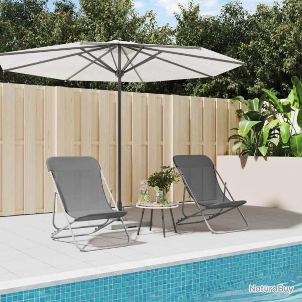 Chaises plage pliantes lot de 2 textil�ne acier enduit poudre