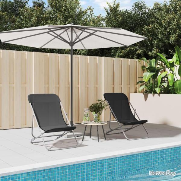 Chaises plage pliantes lot de 2 textil�ne acier enduit poudre