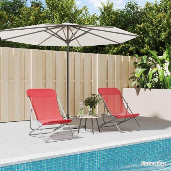 Chaises plage pliantes lot de 2 textil�ne acier enduit poudre