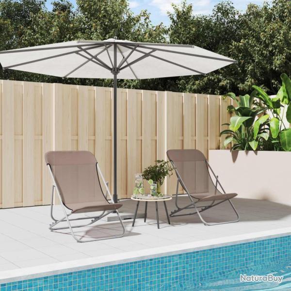 Chaises plage pliantes lot de 2 textil�ne acier enduit poudre