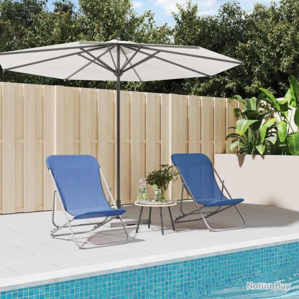 Chaises plage pliantes lot de 2 textil�ne acier enduit poudre