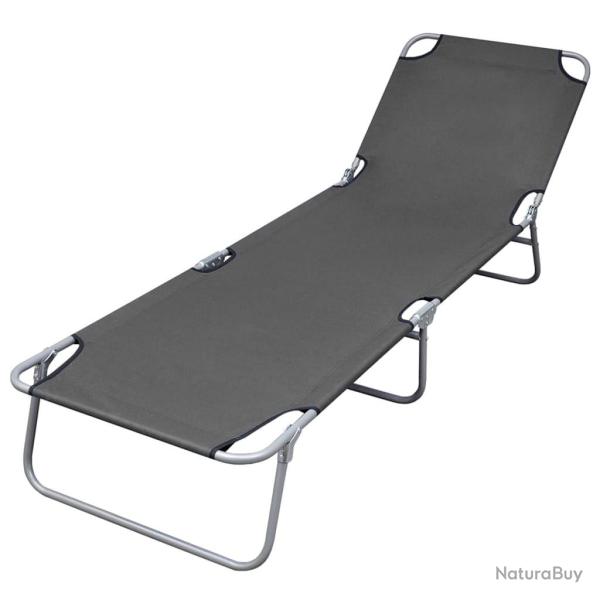 Chaise longue pliable avec dossier r�glable Gris