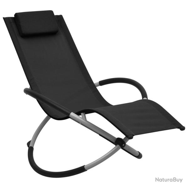 Chaise longue pour enfants Acier Noir