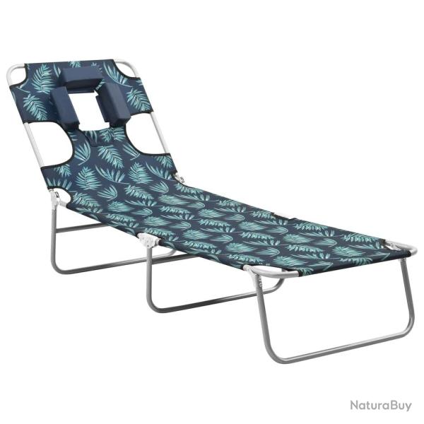 Chaise longue pliable coussin de t�te Acier Motif de feuilles