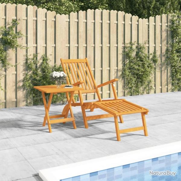 Chaise longue d'ext�rieur repose-pieds et table Acacia solide