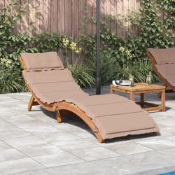 Chaise longue avec coussin taupe bois d'acacia solide