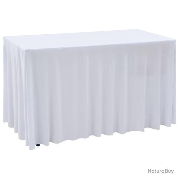 Nappes �lastiques de table avec jupon 2 pcs 243x76x74cm Blanc