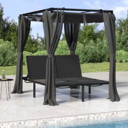 Chaise longue double avec rideaux lat&eacute;raux et sup&eacute;rieurs