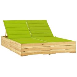 Chaise longue double et coussins vert vif Bois de pin impr&eacute;gn&eacute;