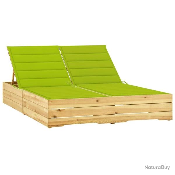 Chaise longue double et coussins vert vif Bois de pin impr�gn�