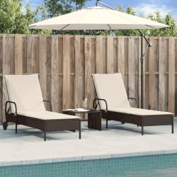 Chaises longues avec coussins lot de 2 marron r&eacute;sine tress&eacute;e