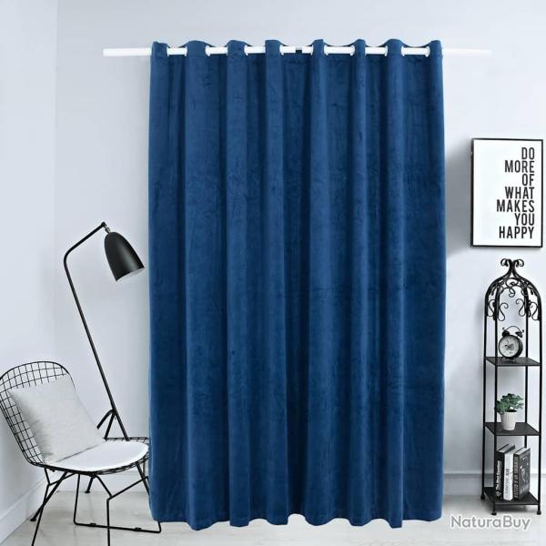 Rideau occultant et anneaux Velours Bleu fonc� 290x245 cm alsavelo