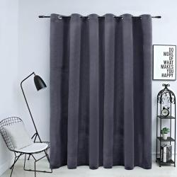 Rideau occultant et anneaux m&eacute;tal Velours Anthracite 290x245 cm alsavelo