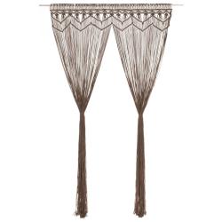 Rideau en macram&eacute; Taupe 140x240 cm Coton alsavelo