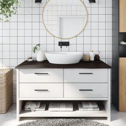 Comptoir de salle de bain marron fonc&eacute; 100x60x2 cm bois trait&eacute;