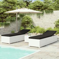 Chaises longues de jardin table &agrave; th&eacute; 3pcs R&eacute;sine tress&eacute;e Blanc