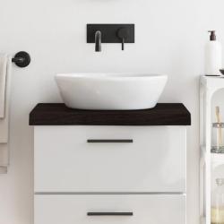 Comptoir de salle de bain marron fonc&eacute; bois massif trait&eacute;